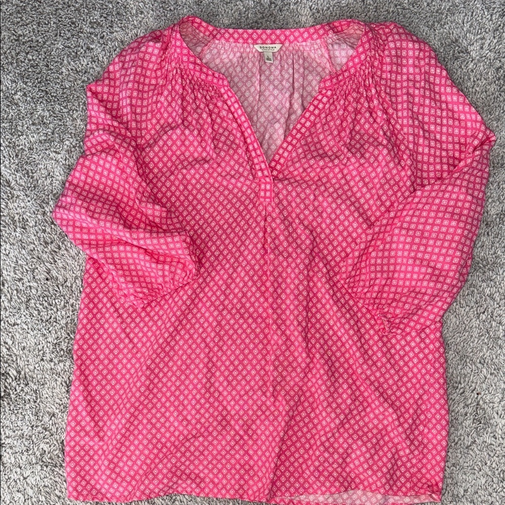 Sonoma women’s blouse sz L, pink, business casual, beach, summer, casual